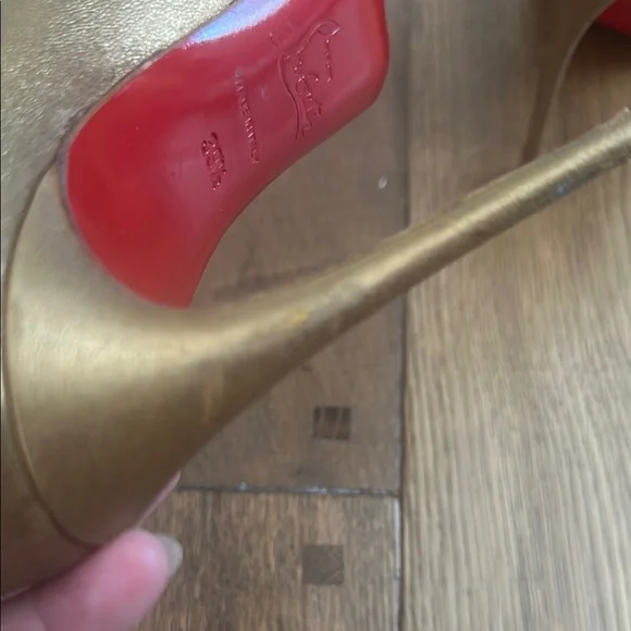 Christian Louboutin Gold Pointed Toe Heels